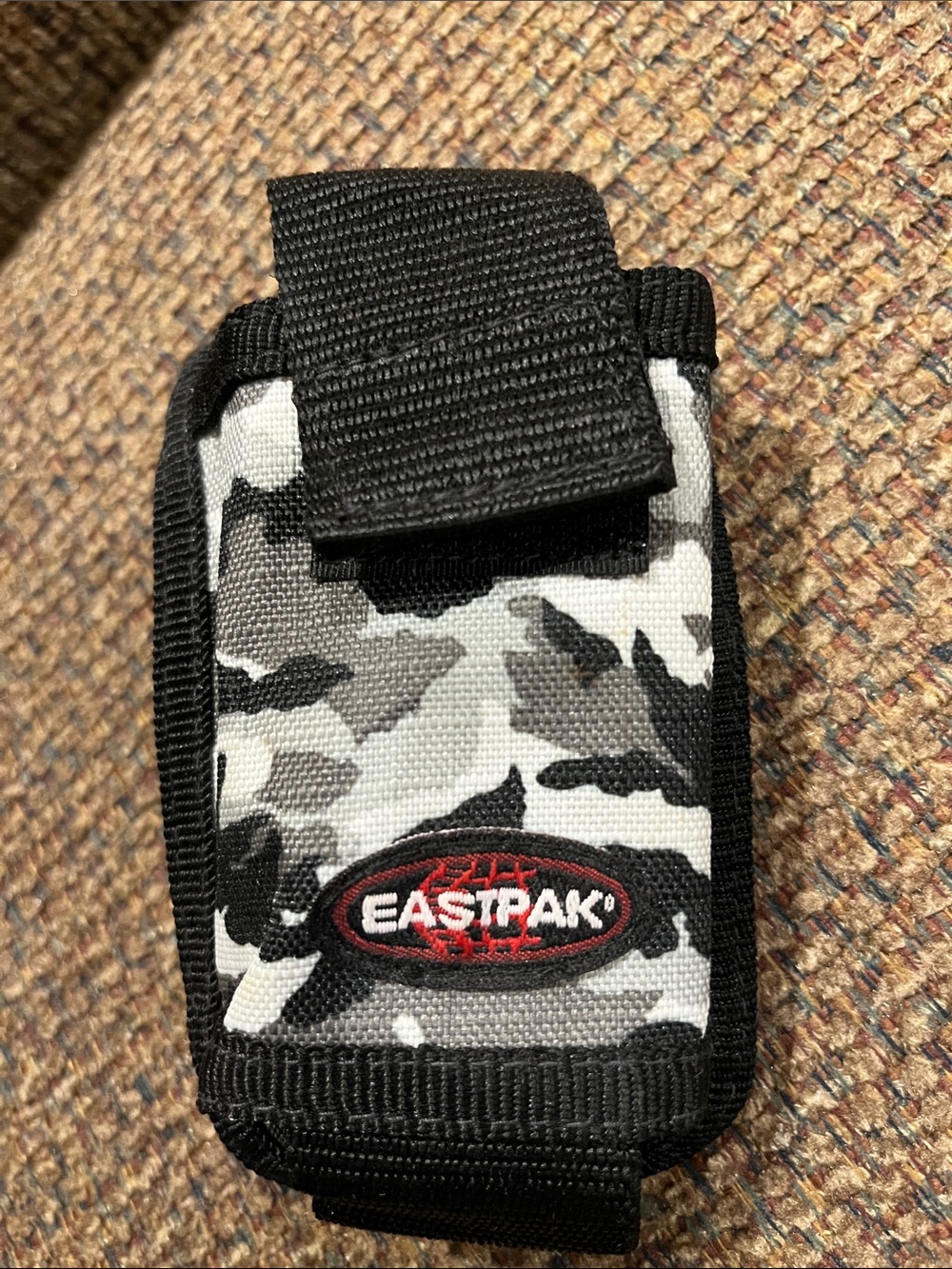 Eastpak Black & Gray Camo Phone Holster with Red Logo vintage
